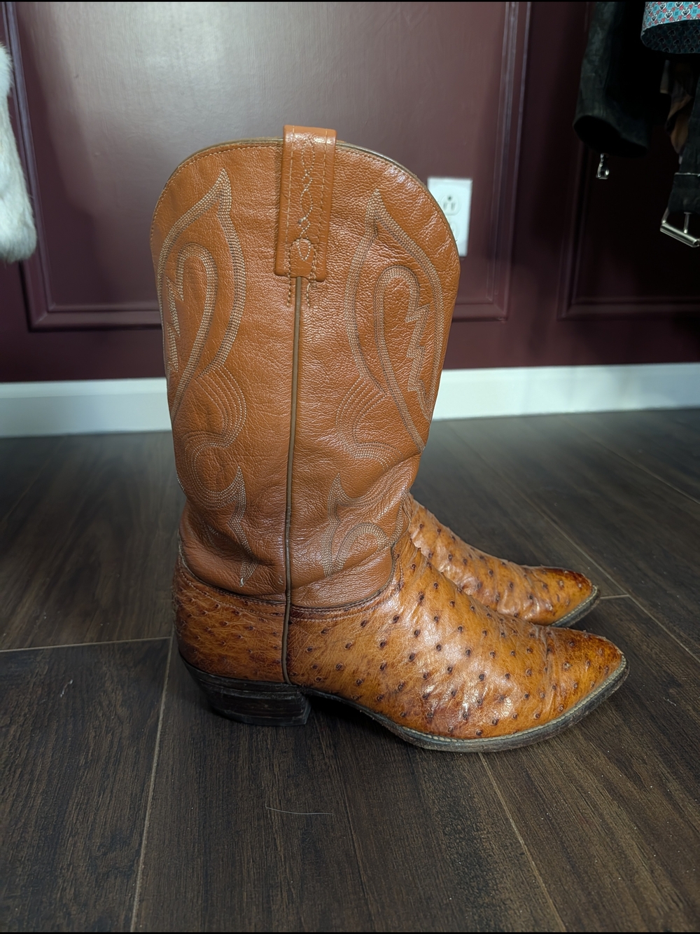 J. Chisholm OSTRICH Exotic Handmade Vtg Leather Western Cowboy Boots USA 12D
